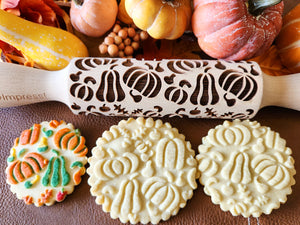 Pumpkins & Gourds Large Designs Embossed Rolling Pin