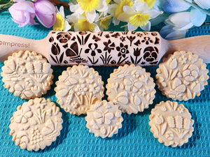 Spring Flowers and Butterflies Embossed Rolling Pin
