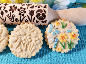 Spring Flowers and Butterflies Embossed Rolling Pin