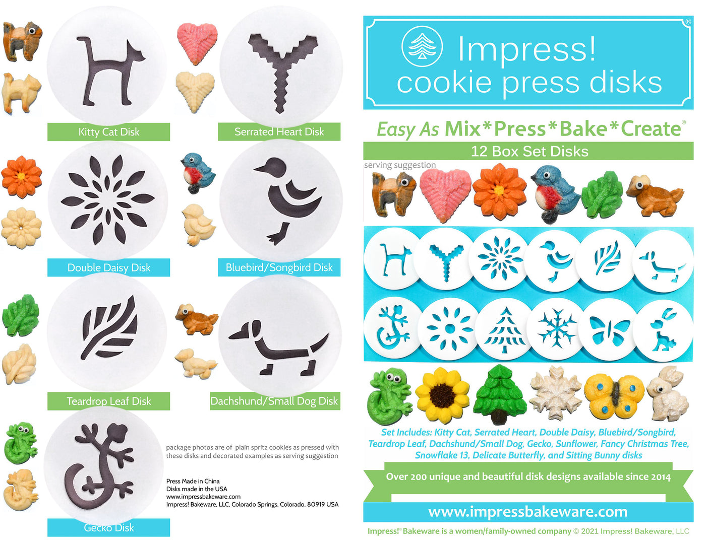 Impress! Metal Cookie Press and 12 Shape Disks – Impress! Bakeware