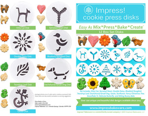 12 Disk Shapes from our Cookie Press Box (Disks Only - Cookie Press NOT Included!)