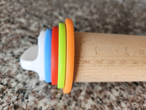 Wooden Rolling Pin with Thickness Rings