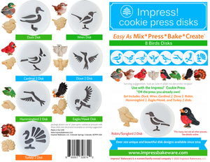 Birds 8 Disk Set For Cookie Presses