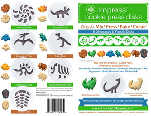 Dinosaurs & Fossils 8 Disk Set for Cookie Presses