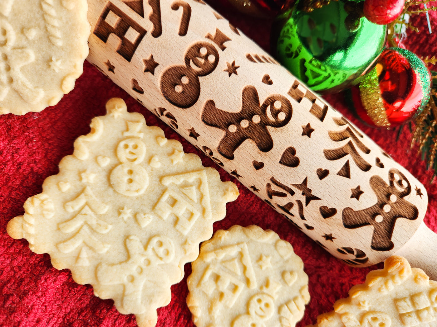 Impress! Cookie Press Disks Gingerbread Embossed Rolling Pin