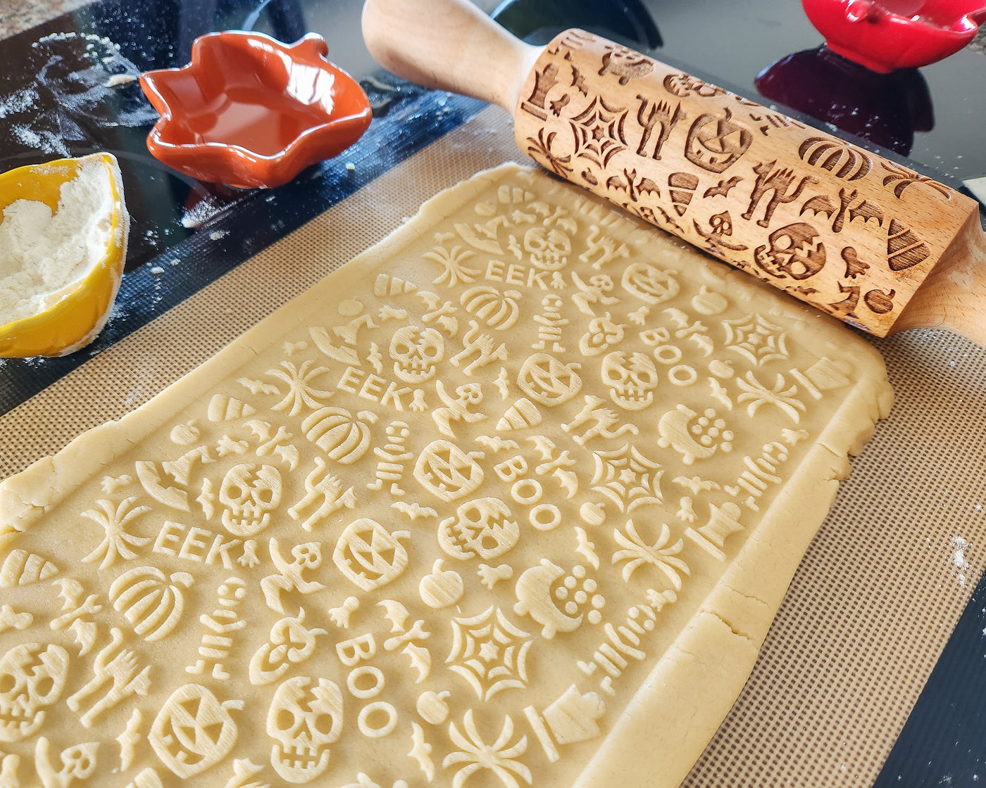 Impress! Cookie Press Disks Pumpkins Embossed Rolling Pin