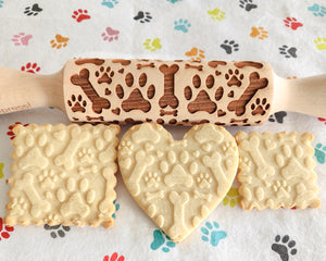 Paws, Bones and Hearts Embossed Rolling Pin