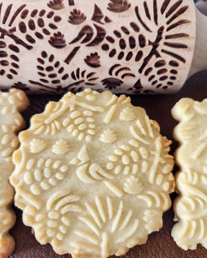Pinecones and Cardinals Scene Embossed Rolling Pin