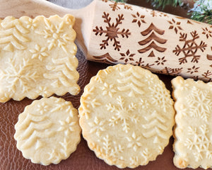 Snowflakes and Pine Trees Embossed Rolling Pin