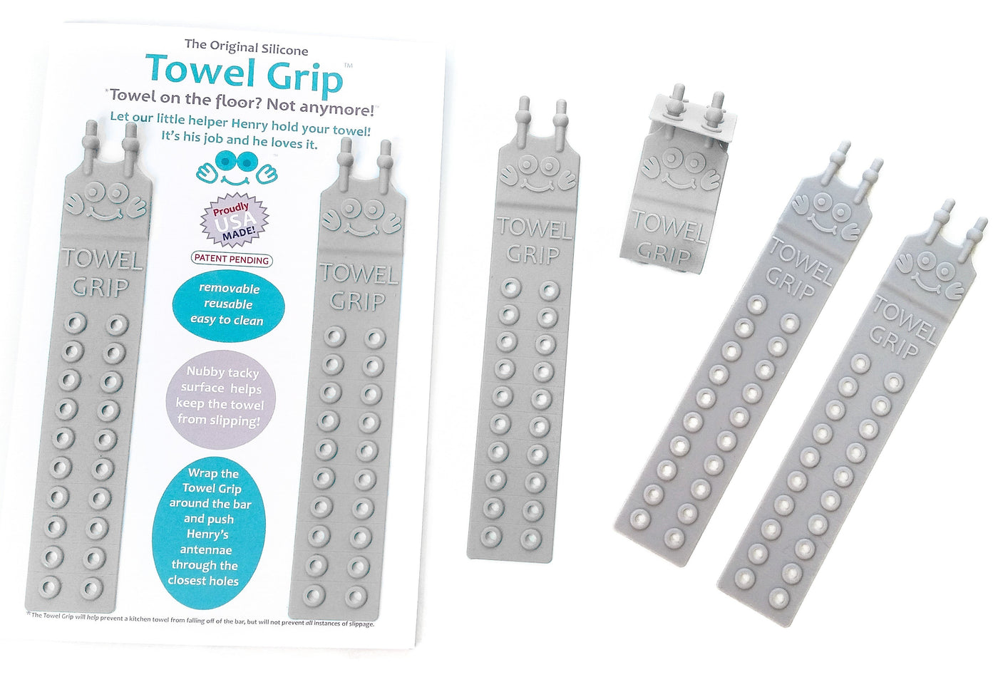 The Original Silicone Towel Grip in Gray - 6 Piece Set