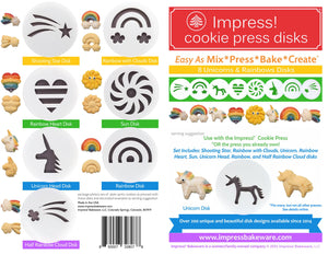 Unicorns & Rainbows 8 Disk Set for Cookie Presses