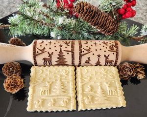 Winter Animals Scene Embossed Rolling Pin