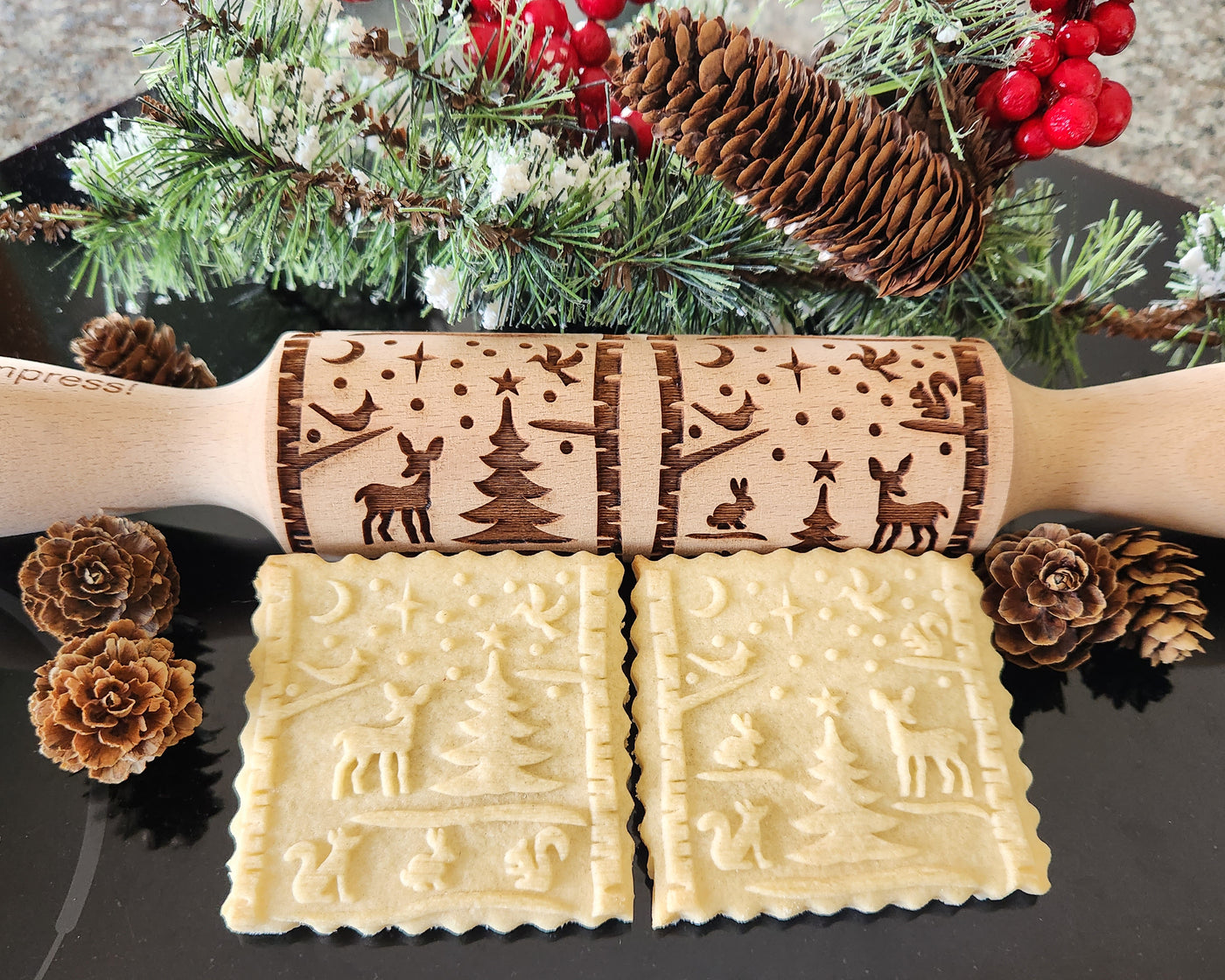 Snowflake 3 Embossed Rolling Pin Embossing Christmas Pattern