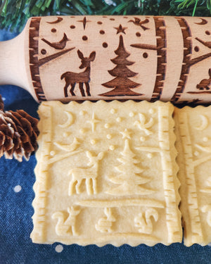 Winter Animals Scene Embossed Rolling Pin