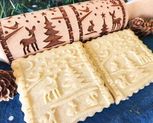 Winter Animals Scene Embossed Rolling Pin