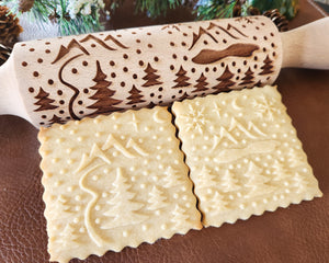 Winter Mountain Scene Embossed Rolling Pin